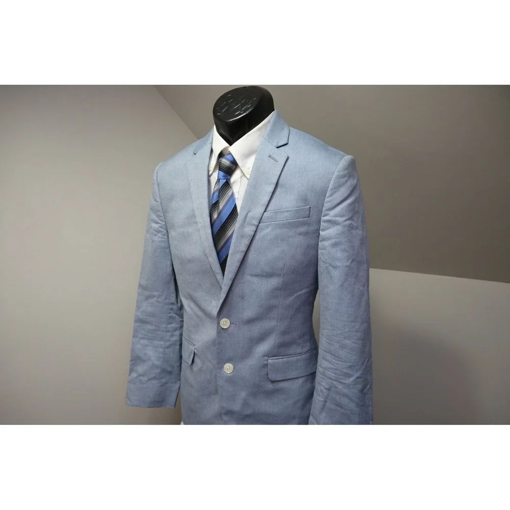 Express Blazer Mens 36S Light Blue Two Button Notch Lapel Slim Fit